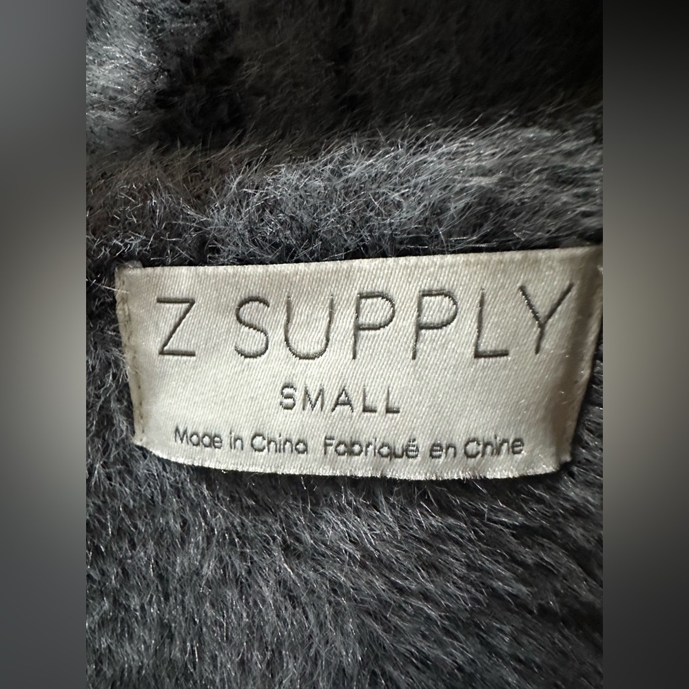 Z Supply Charcoal Windowpane Sweater Blazer Cozy Plaid Jacket Small - Picture 5 of 9